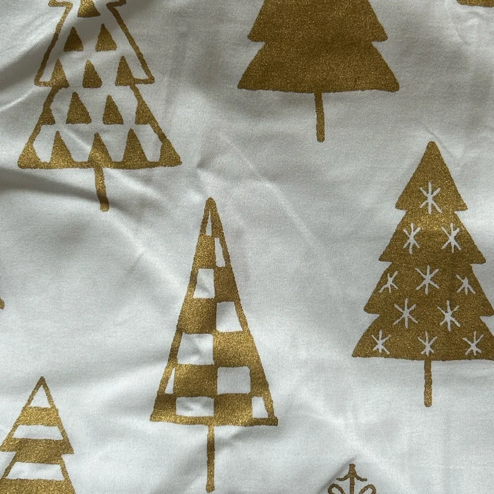 St. Nicholas Square Gold and White Tree Shower Curtain